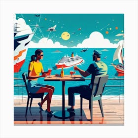 Couple On A Cruise Ship Canvas Print