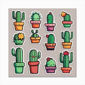 Cactus Stickers 5 Canvas Print