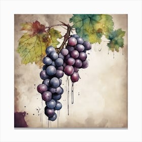 Watercolor Of Grapes Canvas Print
