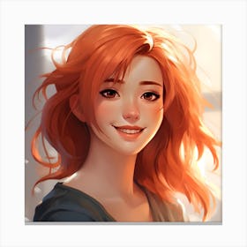 Orange Haired Girl Anime Canvas Print