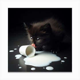 Kitten Drinking Milk 2 Canvas Print