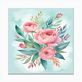 Watercolor Peonies Canvas Print