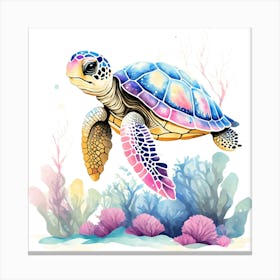 Friendly And Playful Endangered Sea Turtle Canvas Print