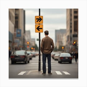 Man Standing On Street Corner Canvas Print