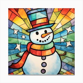 Snowman Stained Glass 1 Canvas Print