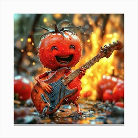 Tomato Playing Guitar Canvas Print