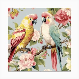 Aidyrose Parrot And Cockatiel With Flowers Vintage Painterly St 77ecbdf3 E2ad 4810 B107 D29108d6770a 045614 Canvas Print
