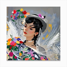 Lady With Flowers Canvas Print