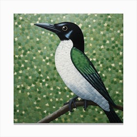 Ohara Koson Inspired Bird Painting Magpie 3 Square Canvas Print