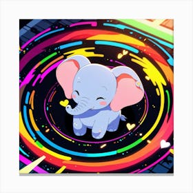 Cute Elephant In A Rainbow Swirl Canvas Print