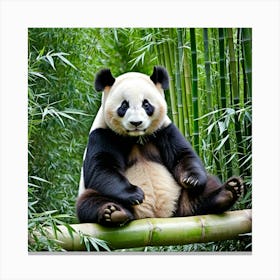 Panda Bear Bamboo Endangered China Wildlife Cute Furry Black White Endemic Conservation Canvas Print