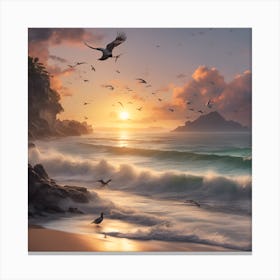 Sunset At The Beach Canvas Print