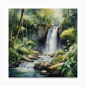 Waterfall In The Jungle 2 Canvas Print