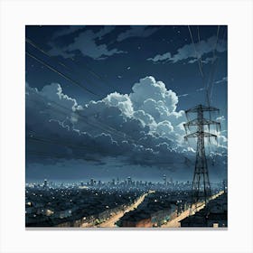 Cityscape At Night 1 Canvas Print