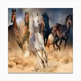 Manada De Caballos Al Galope Canvas Print