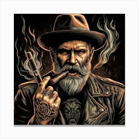 Old Man Smoking A Pipe Canvas Print