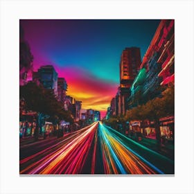 Colorful City At Night Canvas Print