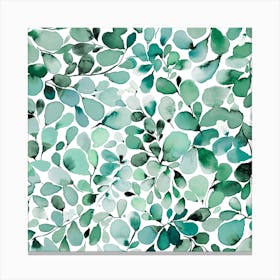 Leaffy Eucalyptus Green Square Canvas Print
