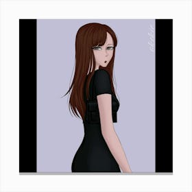 Girl In Black Dress Canvas Print