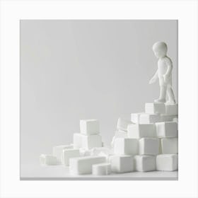 Man On A Pile Of Blocks Canvas Print