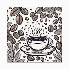 Coffee Cup With Coffee Beans 12 Canvas Print