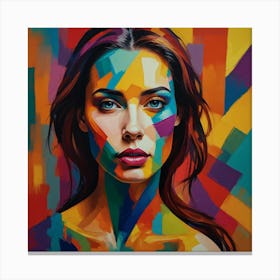 Woman With Colorful Face Canvas Print