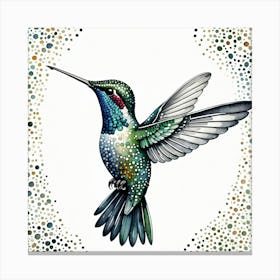 Hummingbird With The Art of Dot Painting Canvas Print