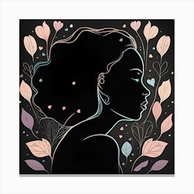 Portrait Of A Woman With Flowers Canvas Print