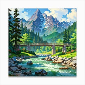 Bridge Over The Stream 5 Canvas Print