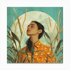 Girl In The Field Canvas Print