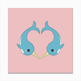 Narwhal Heart Canvas Print