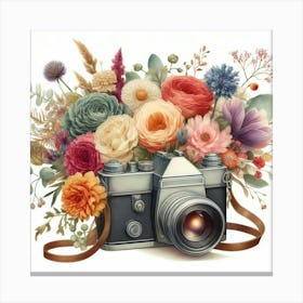 Vintage Camera With Flowers 3 Canvas Print