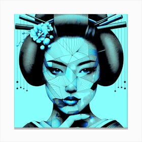 Geisha in Blue - Abstract Line Art Illustration 267 Canvas Print