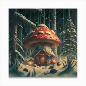 Red mushroom shaped like a hut 9 Canvas Print