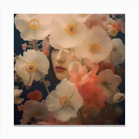 Girl With Poppy Flowers Canvas Print