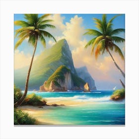 Palm Trees On The Beach 5 Canvas Print