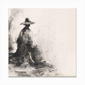 Asian Man Sitting In A Hat Canvas Print