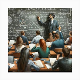 Intellectual Pursuit Wall Print Art A Dynamic And Inspiring Depiction Of Academic Engagement, Perfect For Highlighting The Pursuit Of Knowledge In Any University Setting Canvas Print