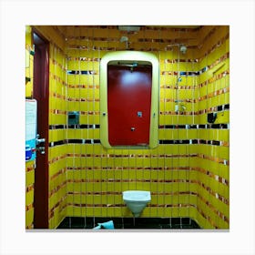 Bathroom With Yellow Tiles 1 Canvas Print