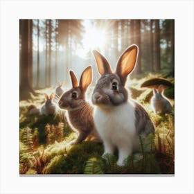 Rabbits In The Forest Canvas Print