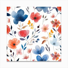 Watercolor Floral Pattern Canvas Print