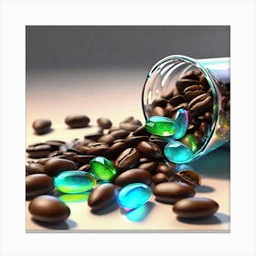 Coffee Beans And Pills Canvas Print