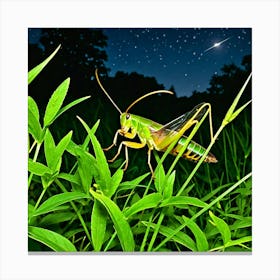 Crickets Insects Chirping Jumping Green Legs Antennae Noise Hopper Herbivores Garden Fiel Canvas Print