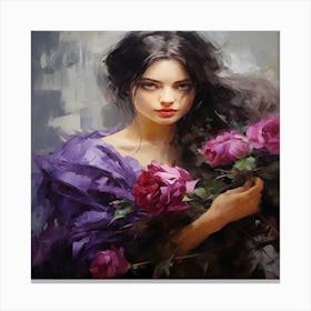 Woman With Roses Canvas Print