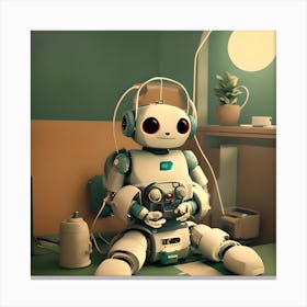 Robot In Bed Canvas Print