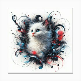 Cat In A Flower Canvas Print