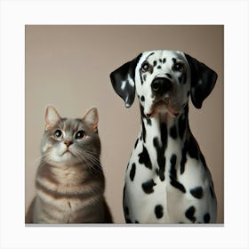 Dalmatian Dog And Cat 1 Canvas Print