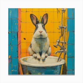 Rabbit In The Bath Canvas Print