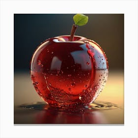 Red Apple With Water Droplets Canvas Print