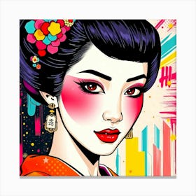 Geisha Pop Color Illustration Canvas Print